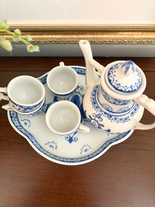 Blue Floral Doll Tea Set