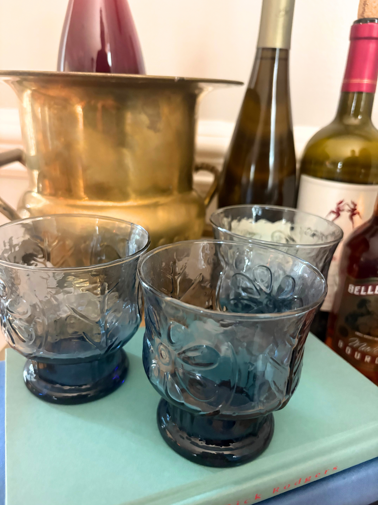 Blue Daisy Dessert Glass Set