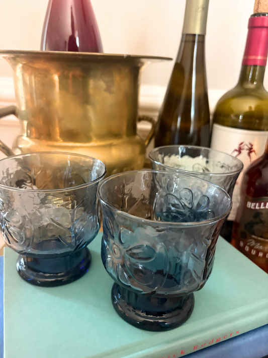 Blue Daisy Dessert Glass Set