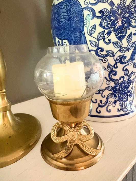 Brass Bow Candleholder